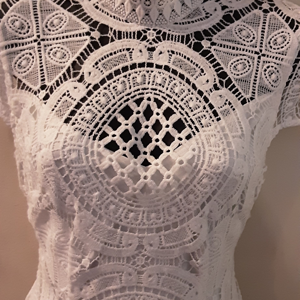 Bisou Bisou Ivory Lace Midi Dress